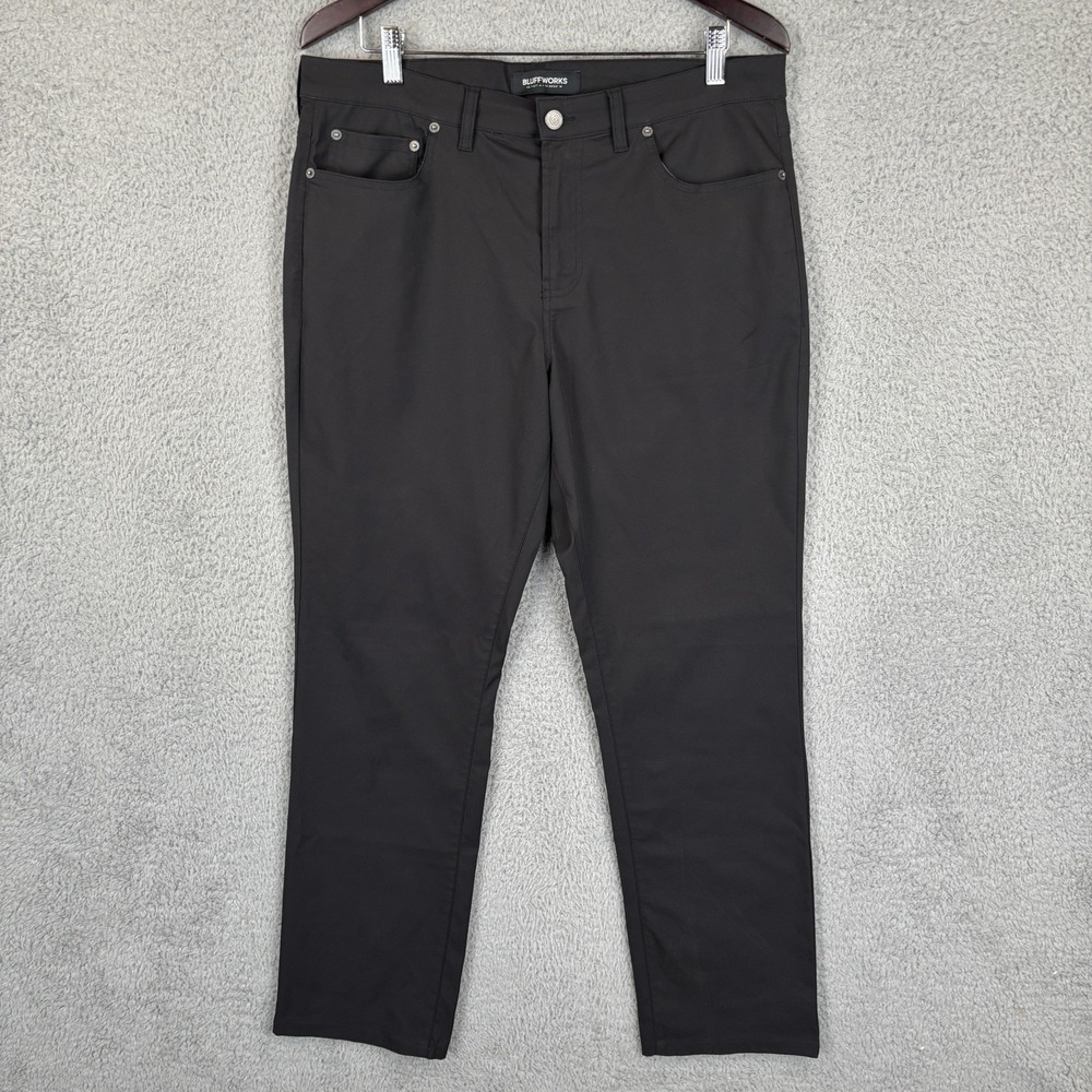 Bluffworks Ascender Pants Mens 34x32 Black Regular Fit Performance Travel Chino